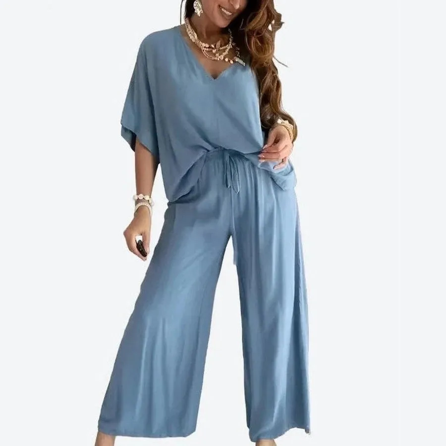 Stylish Wide-Leg Casual Lounge Set