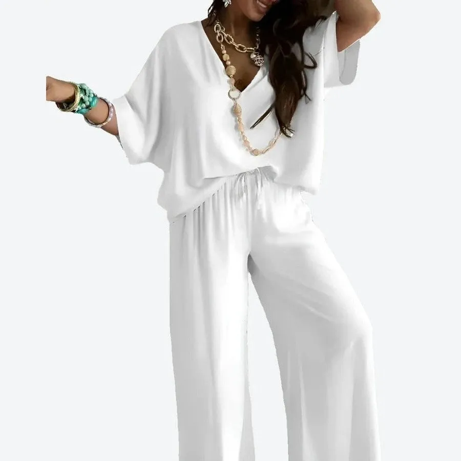 Stylish Wide-Leg Casual Lounge Set