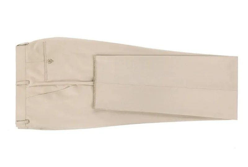 Tan Men's Solid Slim Fit Dress Pants Flat Front
