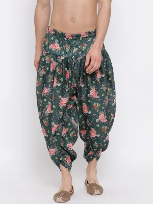 VASTRAMAY Men's Green Printed Dhoti Pant