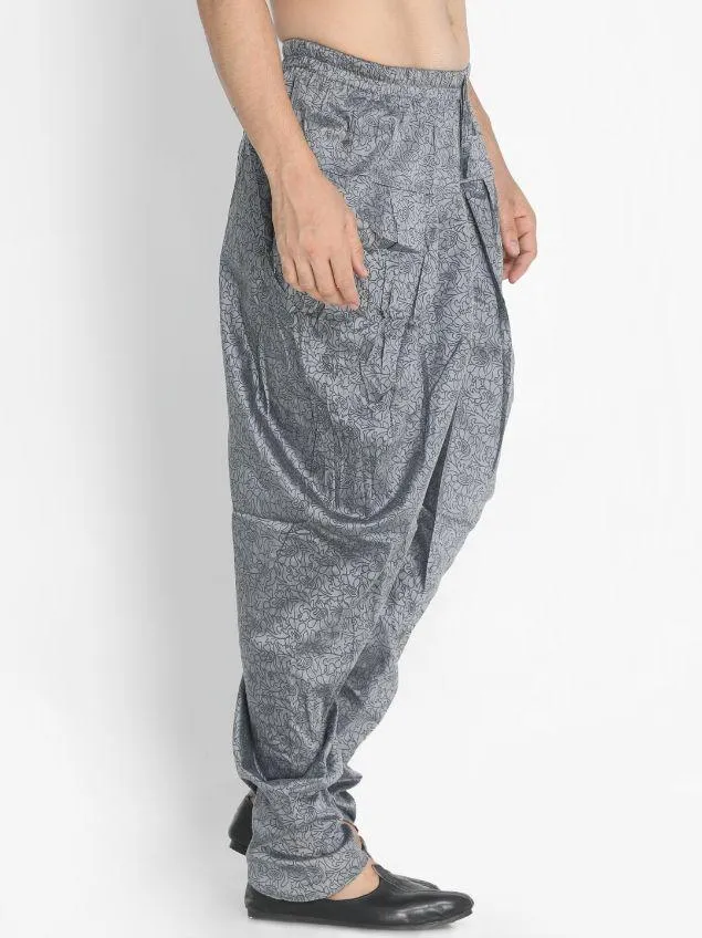 VASTRAMAY Men's Grey Cotton Blend Dhoti