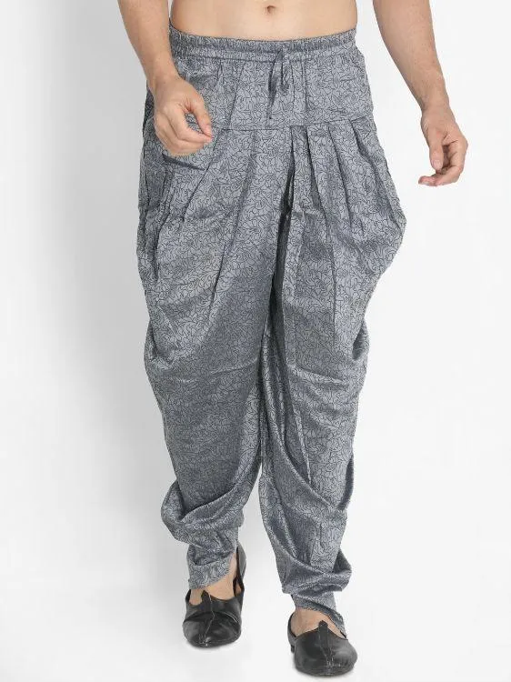 VASTRAMAY Men's Grey Cotton Blend Dhoti