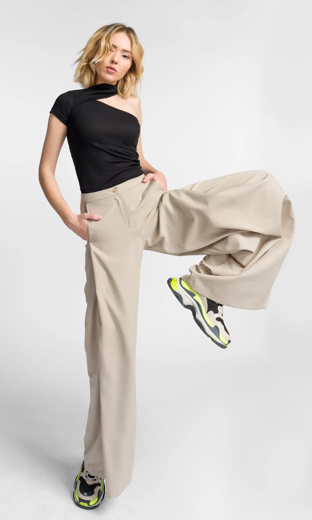 Wide Leg Pants with Folded Sides