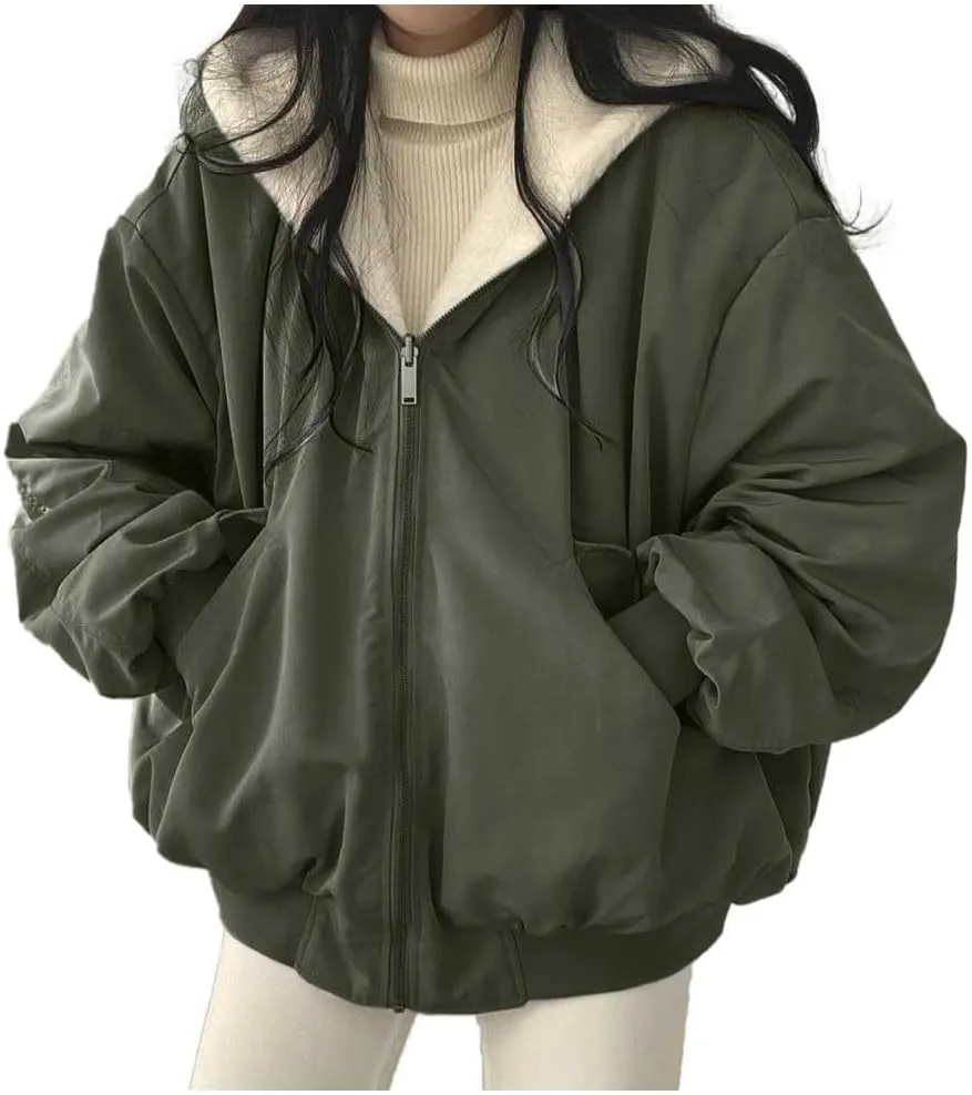 Women down Jackets With Thickened Wool Double Jacket Hooded Thick Jacket Top Womens Style Winter Coat