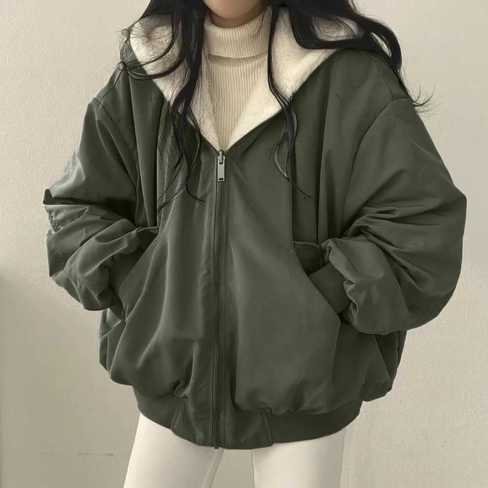 Women down Jackets With Thickened Wool Double Jacket Hooded Thick Jacket Top Womens Style Winter Coat