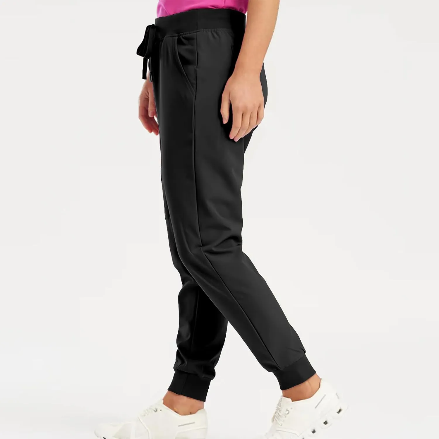 Women's Frosted Solid Color Casual Sport Pockets Drawstring Jogging Dressy Loose Fit Fashion