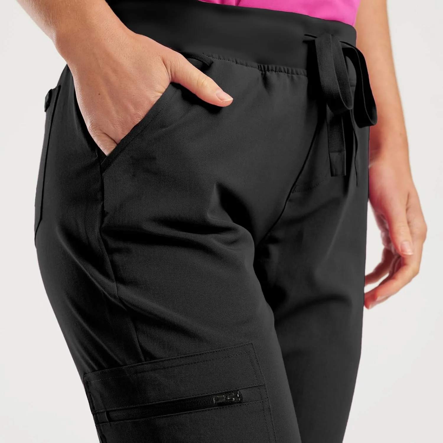 Women's Frosted Solid Color Casual Sport Pockets Drawstring Jogging Dressy Loose Fit Fashion