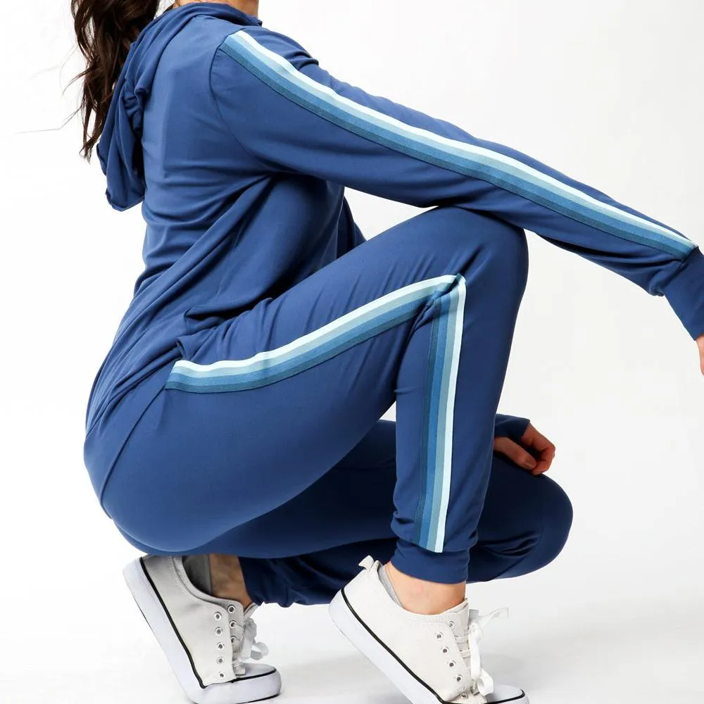 Women's Lightweight Elastic Sweat Pants Varsity Joggers with Drawstring Tie